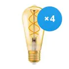 Confezione Multipack 4x Osram Vintage 1906 LED E27 Pera Oro 4W 300lm - 820 Bianco Molto Caldo | Dimmerabile - Sostitutiva 25W